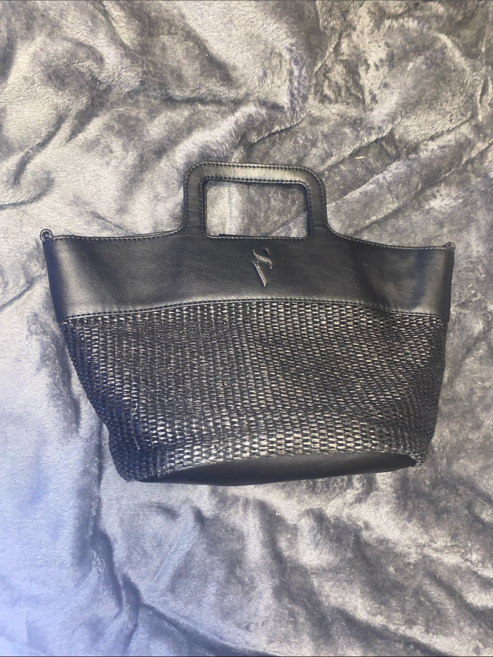 Simply Vera by Vera Wang Black Woven Top-Handle Tote